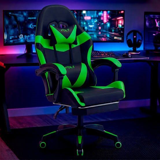 SILLA GAMER EMPOLI EM-G03 NEGRA/VERDE C/REPOSAPIE - Imagen 3