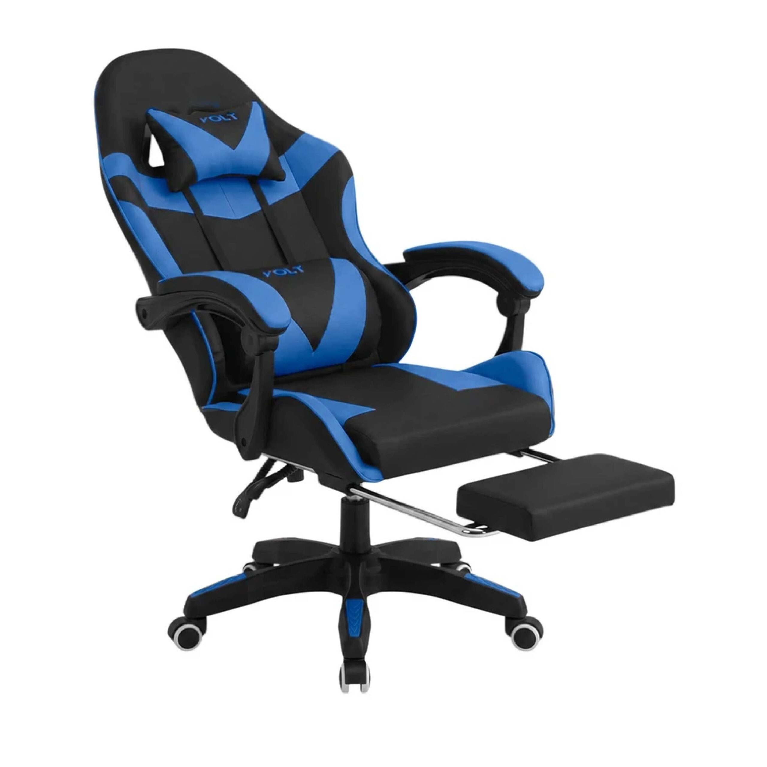 SILLA GAMER EMPOLI EM-G03 NEGRA/AZUL C/REPOSAPIE