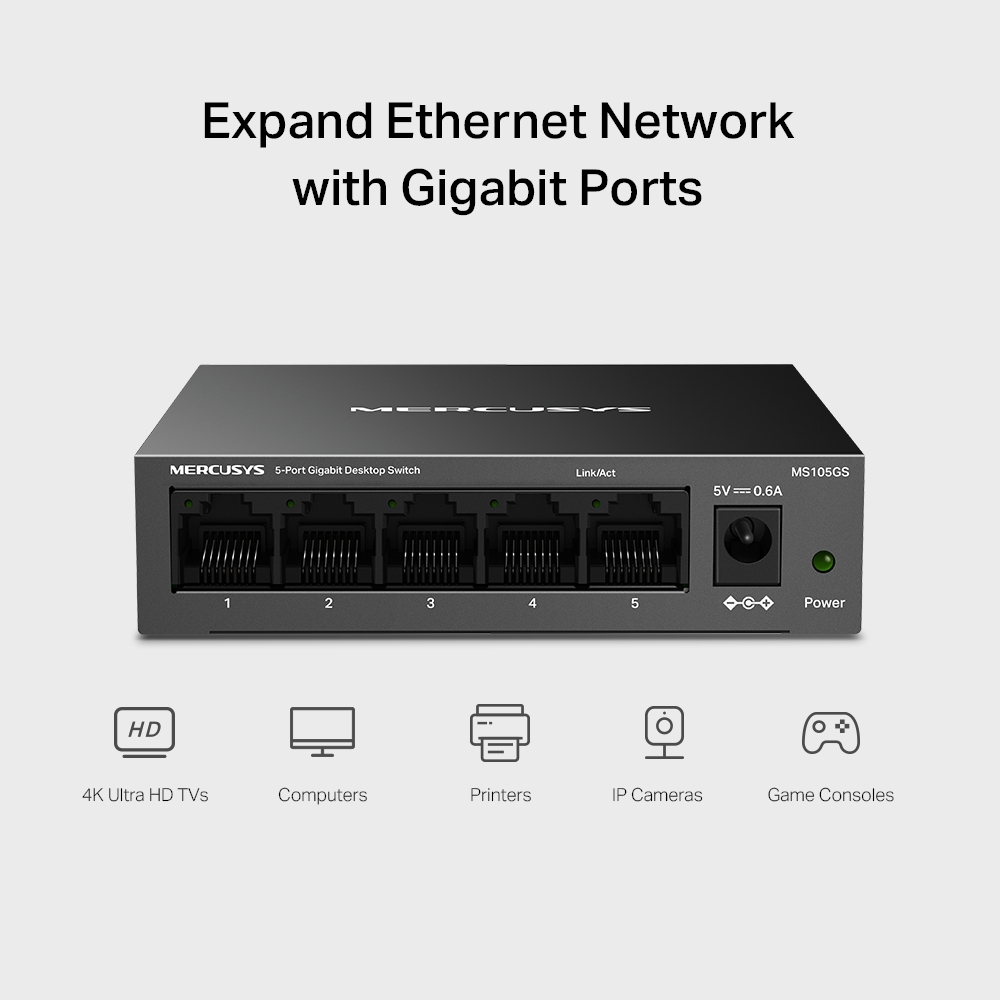 SWITCH 5 PORTS MERCUSYS MS105GS GIGABIT - Imagen 4